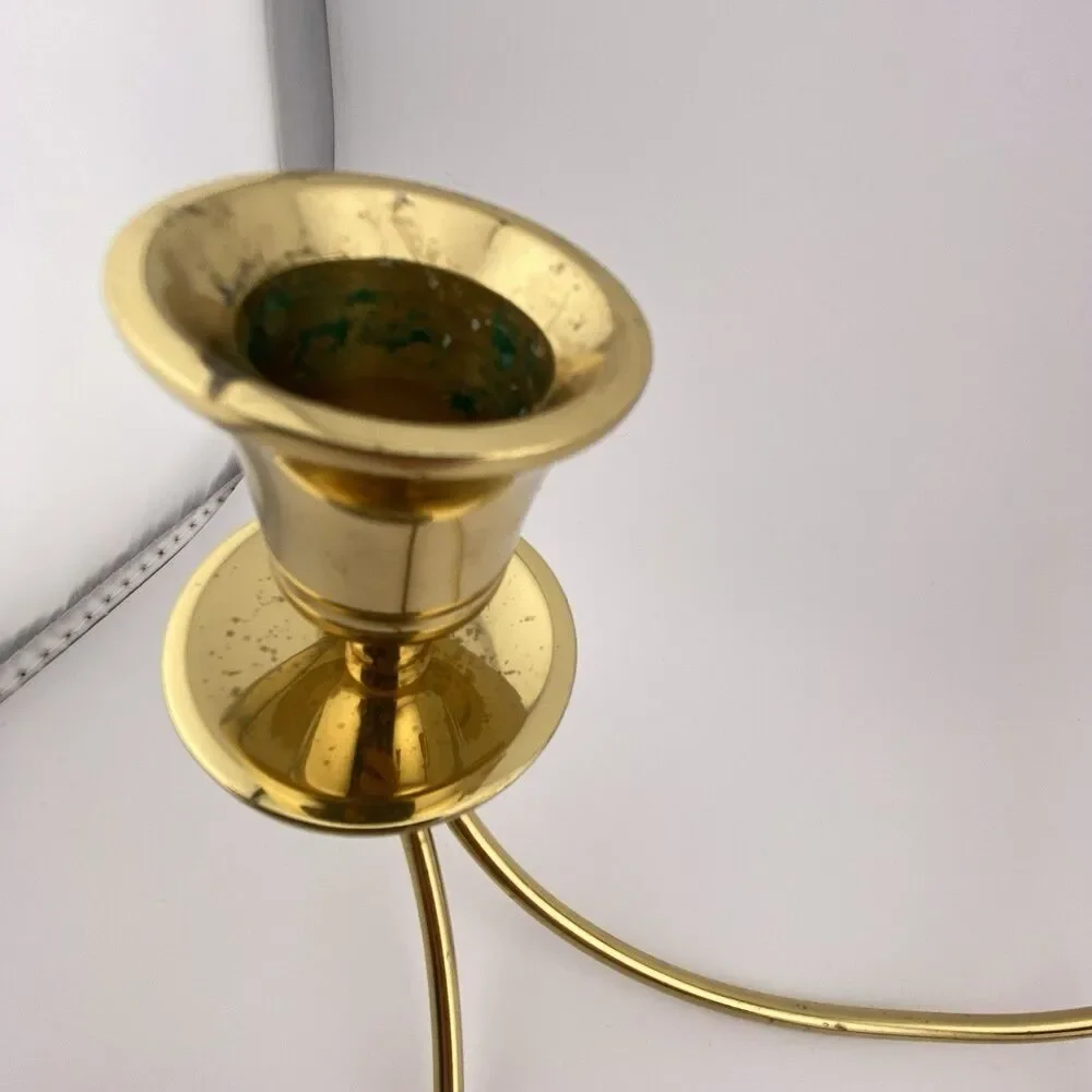 Vtg Partylite Modern Brass Candelabra 4 Taper Candle Holder Centerpiece MCM - Picture 7 of 11